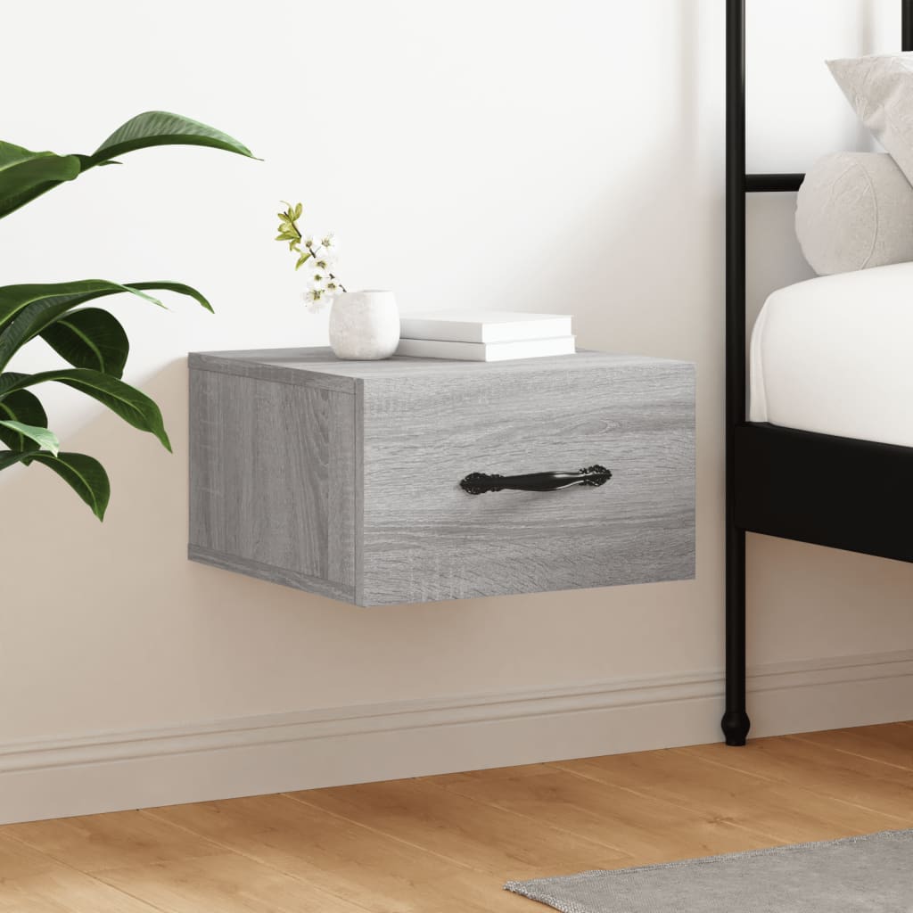 Wall Bedside Table Gray Sonoma 35x35x20 cm