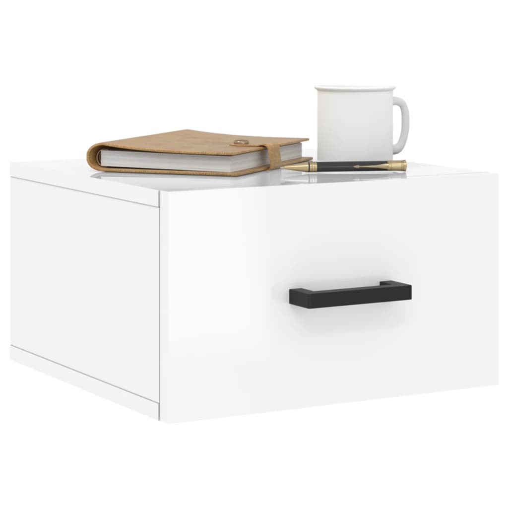 Wall-Mounted Bedside Table High Gloss White 35x35x20 cm