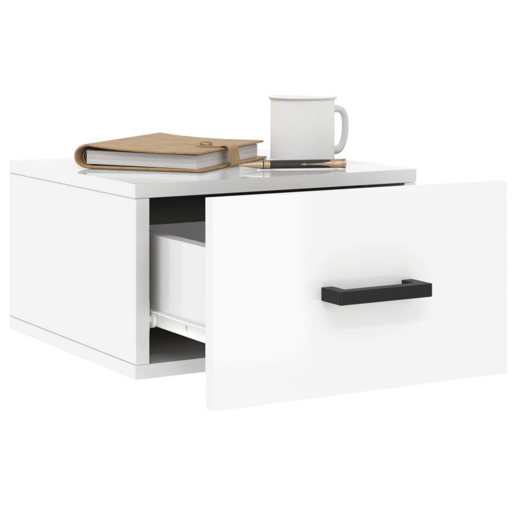 Wall-Mounted Bedside Table High Gloss White 35x35x20 cm