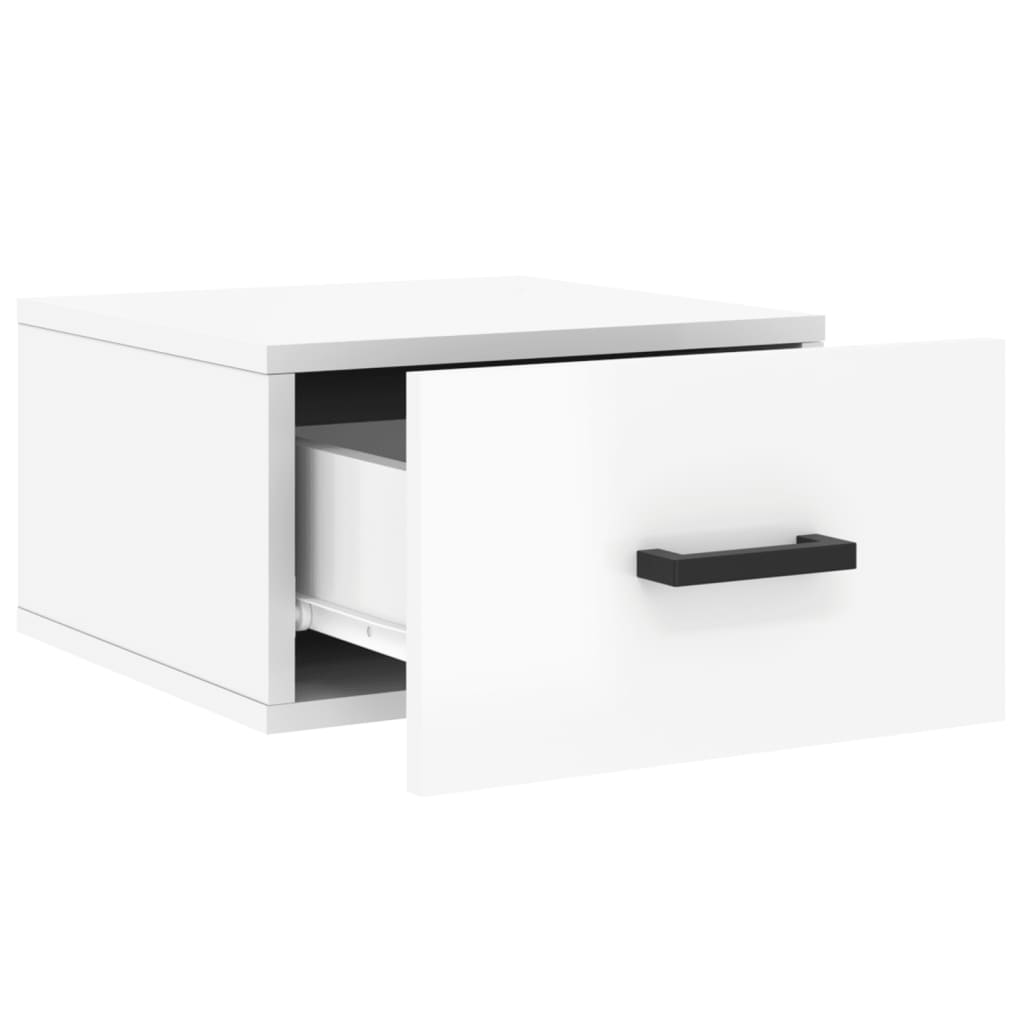 Wall-Mounted Bedside Table High Gloss White 35x35x20 cm