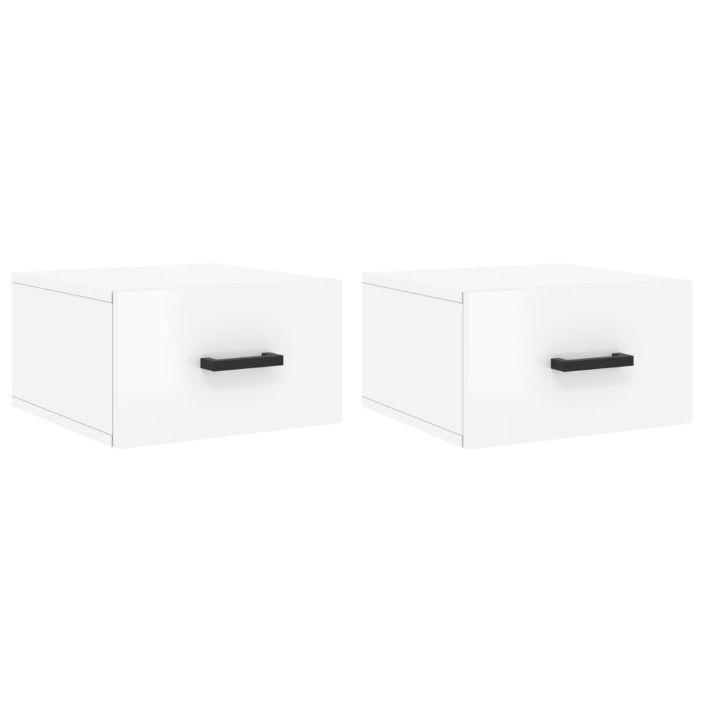 Wall-mounted bedside tables 2 pcs. High-gloss white 35x35x20 cm