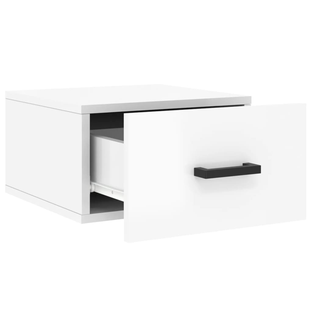 Wall-mounted bedside tables 2 pcs. High-gloss white 35x35x20 cm