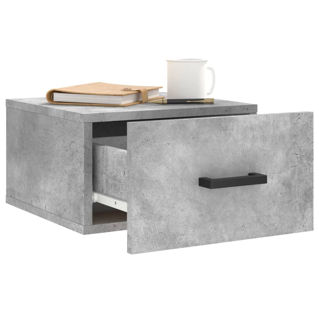 Wall Bedside Table Concrete Grey 35x35x20 cm