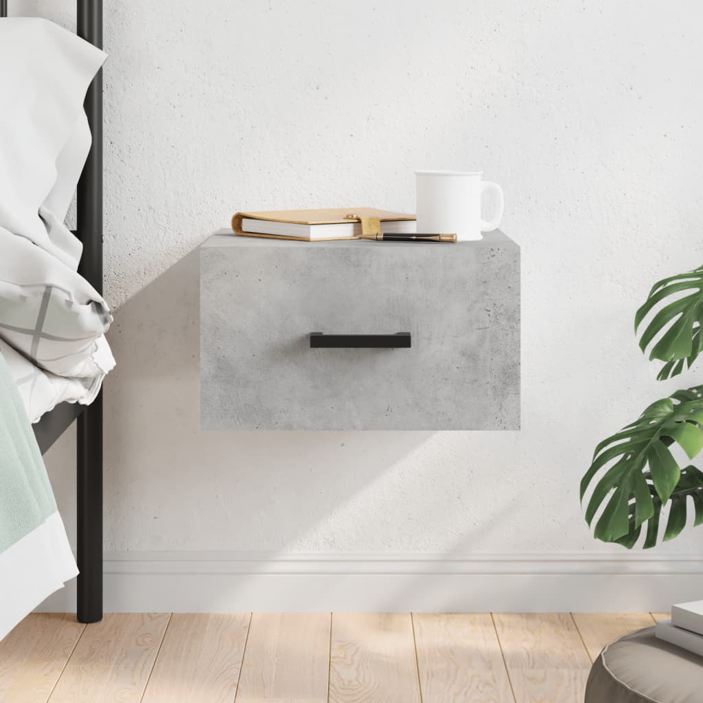 Wall Bedside Table Concrete Grey 35x35x20 cm