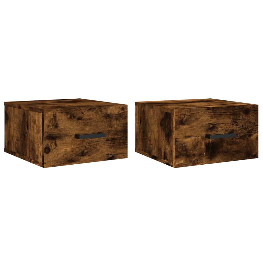 Wall-mounted bedside tables 2 pieces smoked oak 35x35x20 cm