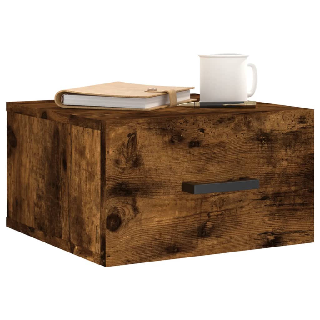 Wall-mounted bedside tables 2 pieces smoked oak 35x35x20 cm