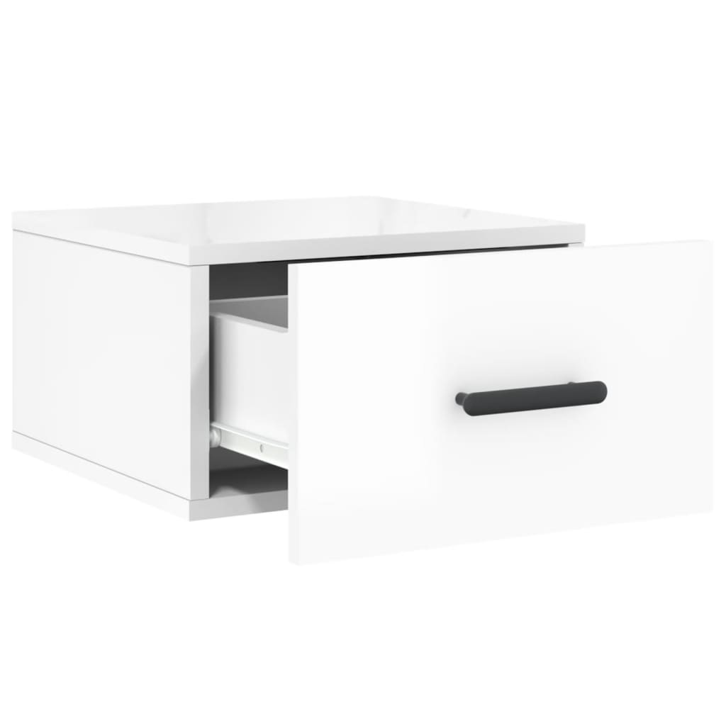 Wall-mounted bedside tables 2 pcs. High-gloss white 35x35x20 cm