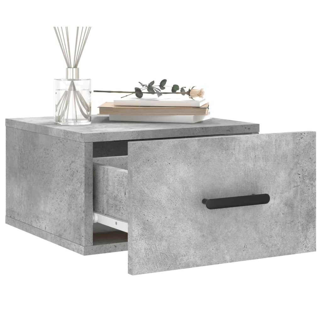 Wall Bedside Table Concrete Grey 35x35x20 cm