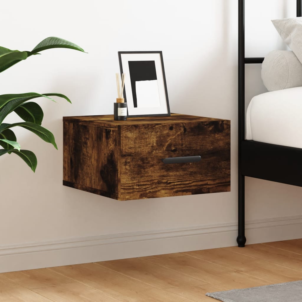 Wall-mounted bedside table smoked oak 35x35x20 cm