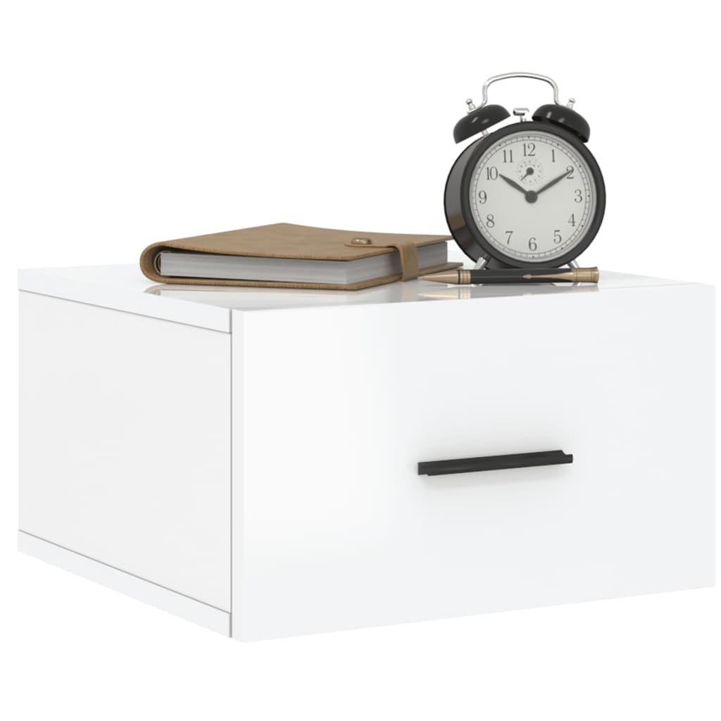 Wall-mounted bedside tables 2 pcs. High-gloss white 35x35x20 cm