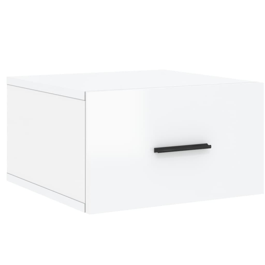 Wall-mounted bedside tables 2 pcs. High-gloss white 35x35x20 cm