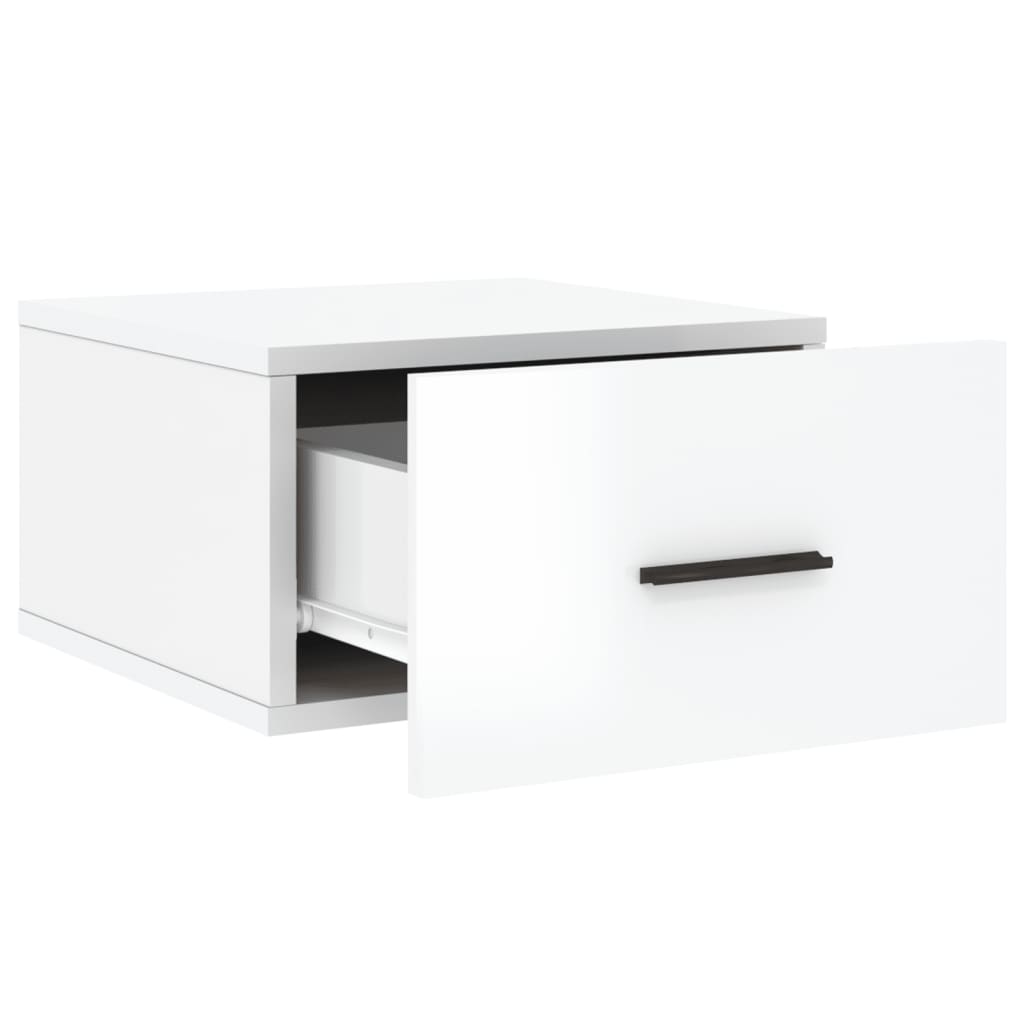 Wall-mounted bedside tables 2 pcs. High-gloss white 35x35x20 cm