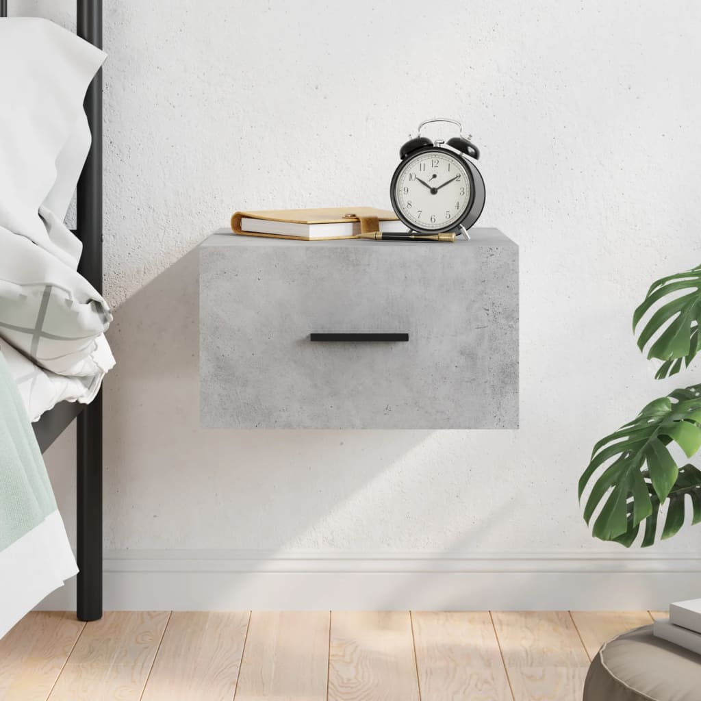 Wall Bedside Table Concrete Grey 35x35x20 cm