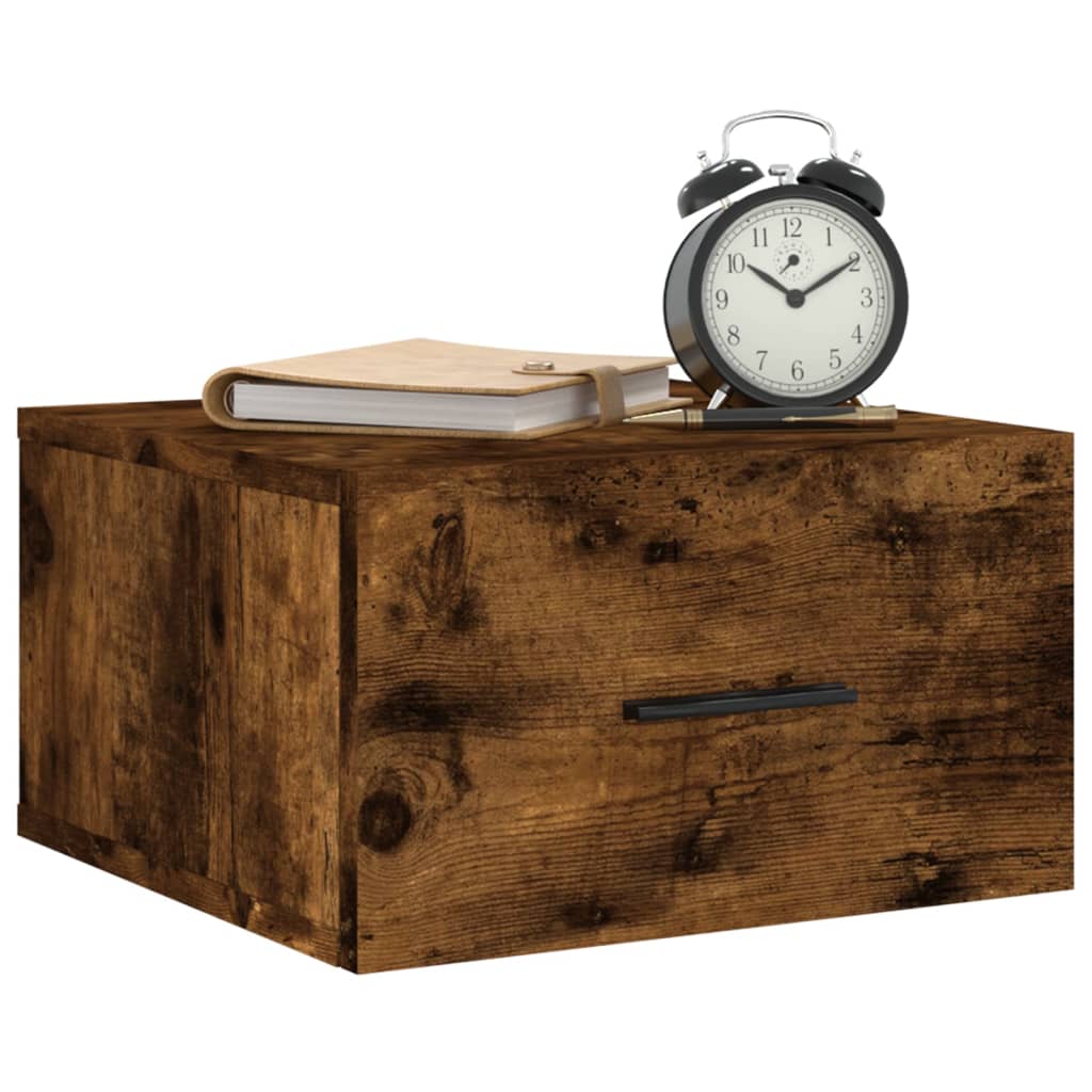 Wall-mounted bedside table smoked oak 35x35x20 cm