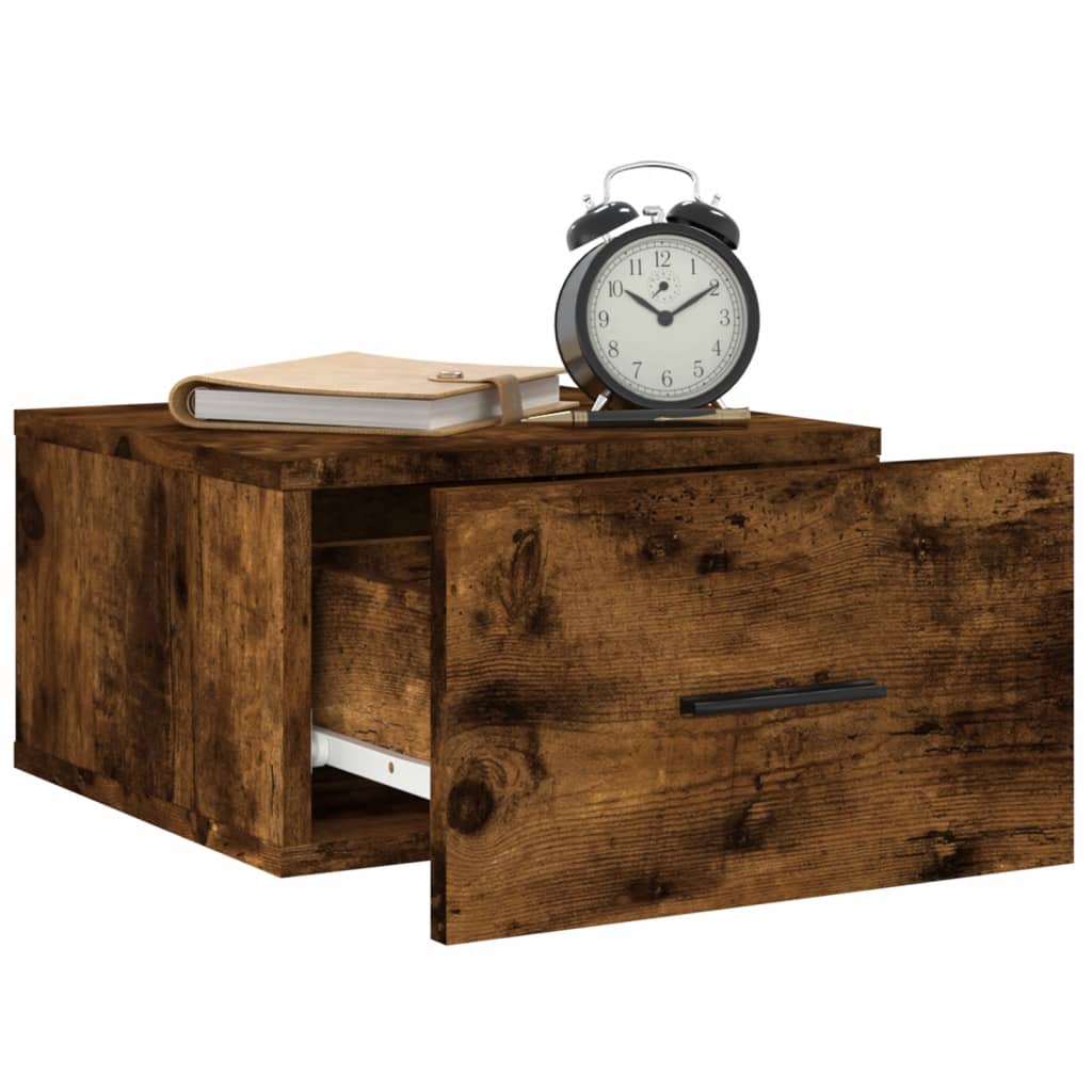 Wall-mounted bedside table smoked oak 35x35x20 cm