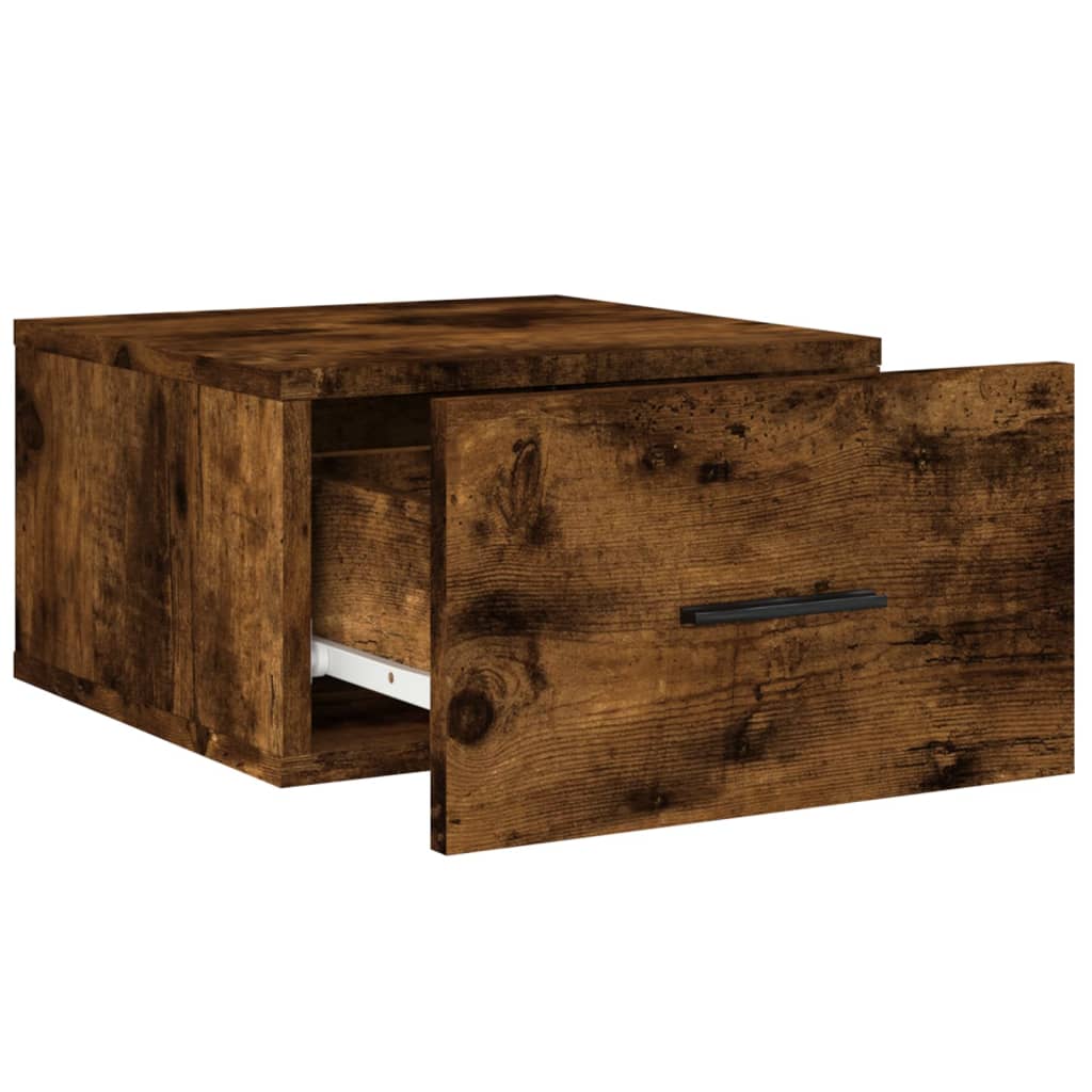 Wall-mounted bedside table smoked oak 35x35x20 cm