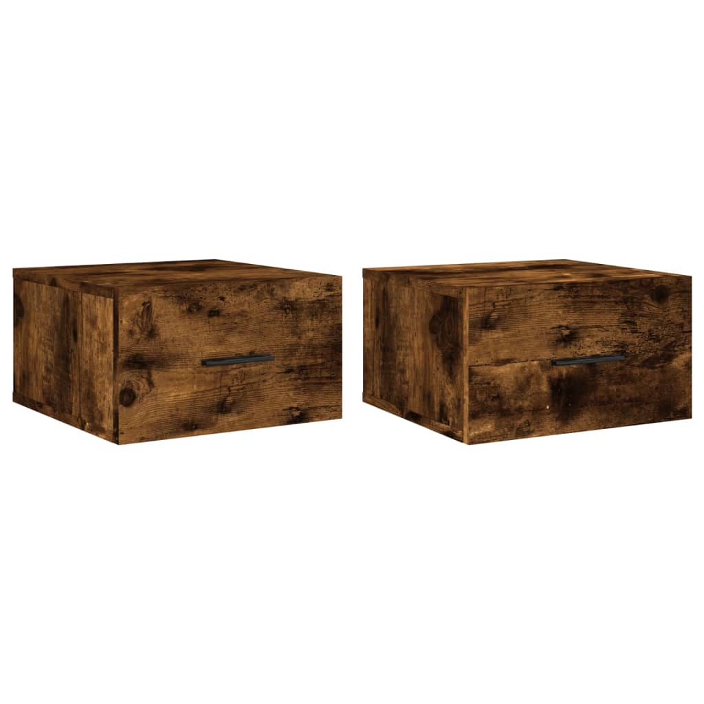 Wall-mounted bedside tables 2 pieces smoked oak 35x35x20 cm