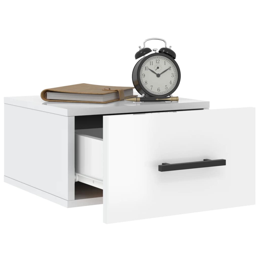 Wall-Mounted Bedside Table High Gloss White 35x35x20 cm