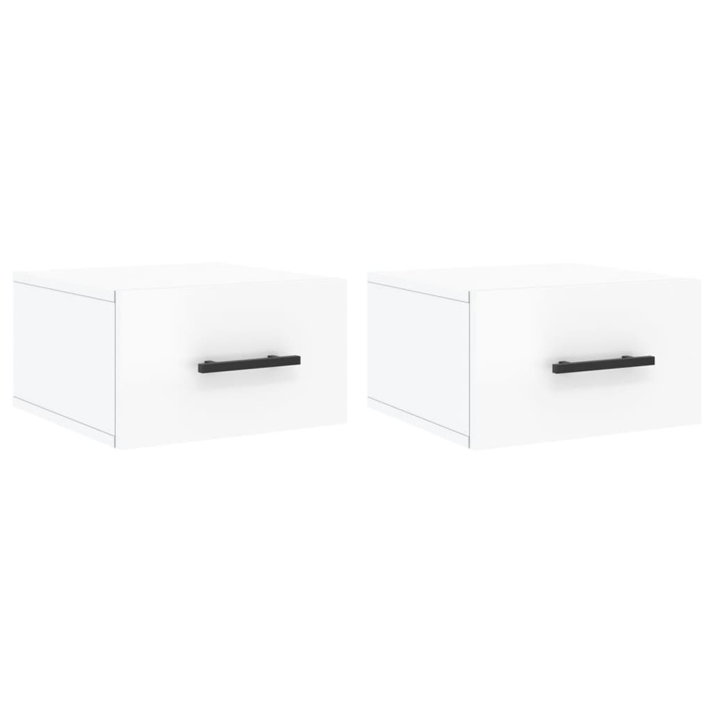 Wall-mounted bedside tables 2 pcs. High-gloss white 35x35x20 cm