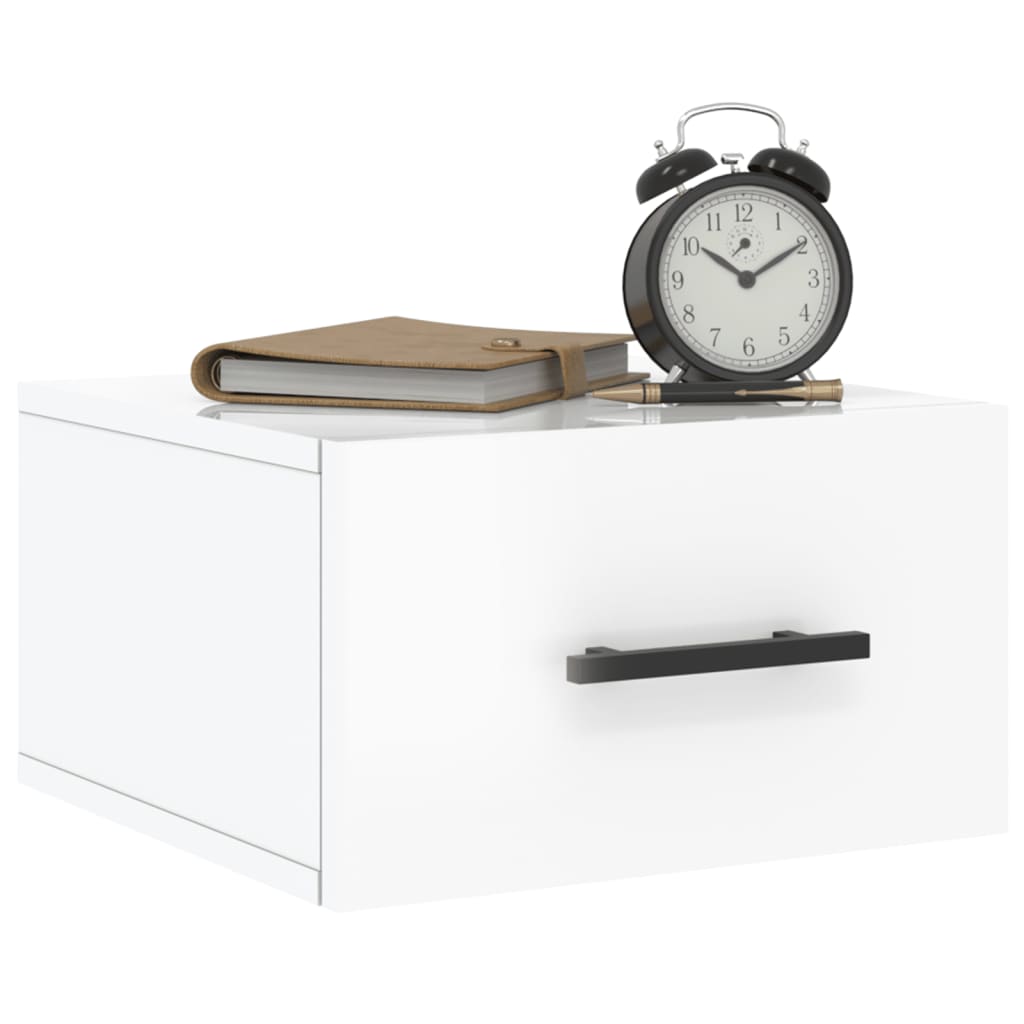 Wall-mounted bedside tables 2 pcs. High-gloss white 35x35x20 cm