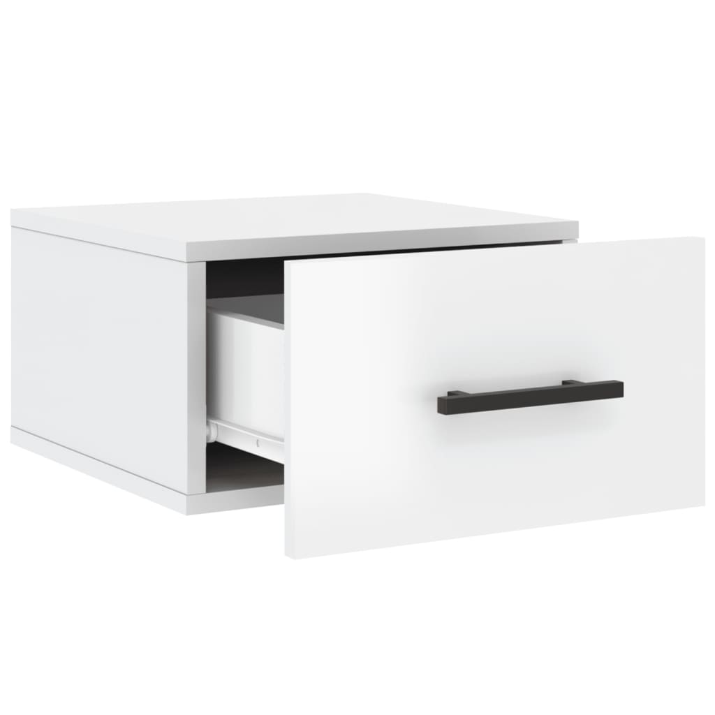 Wall-mounted bedside tables 2 pcs. High-gloss white 35x35x20 cm