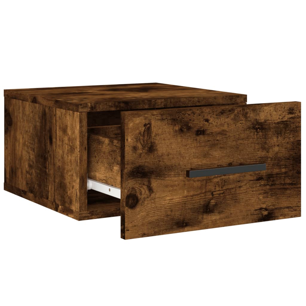 Wall-mounted bedside table smoked oak 35x35x20 cm