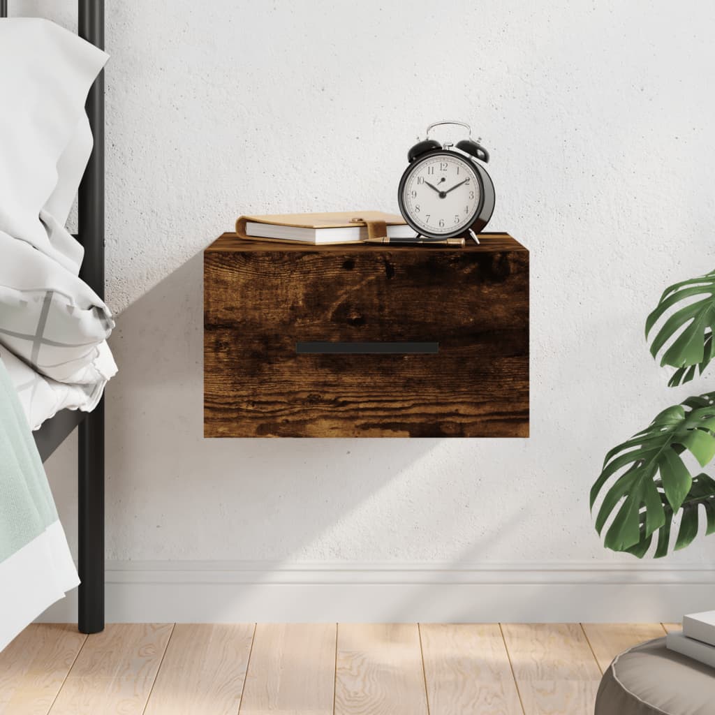 Wall-mounted bedside table smoked oak 35x35x20 cm