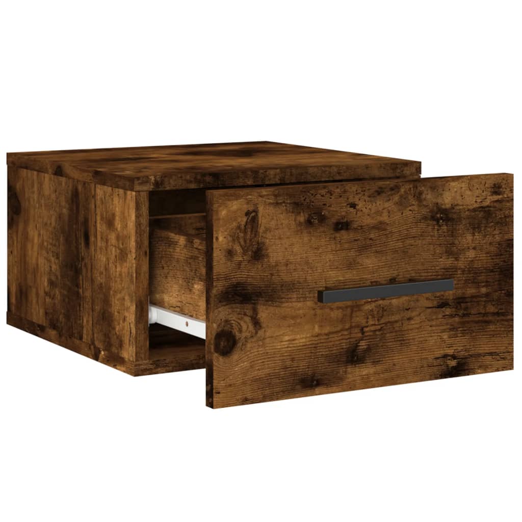 Wall-mounted bedside tables 2 pieces smoked oak 35x35x20 cm