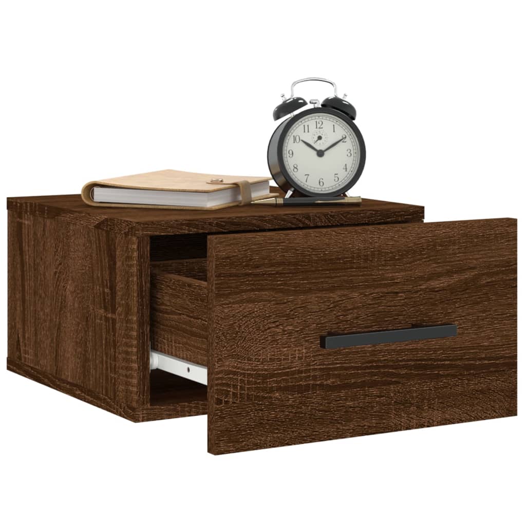 Wall Bedside Table Brown Oak Look 35x35x20 cm