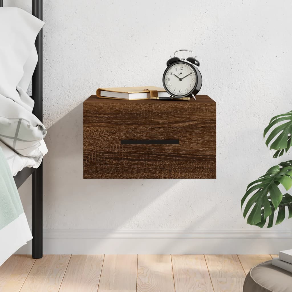 Wall Bedside Table Brown Oak Look 35x35x20 cm