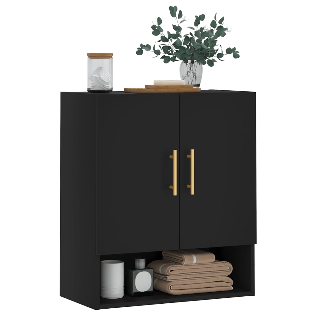 Wall Cabinet Black 60x31x70 cm Wood Material