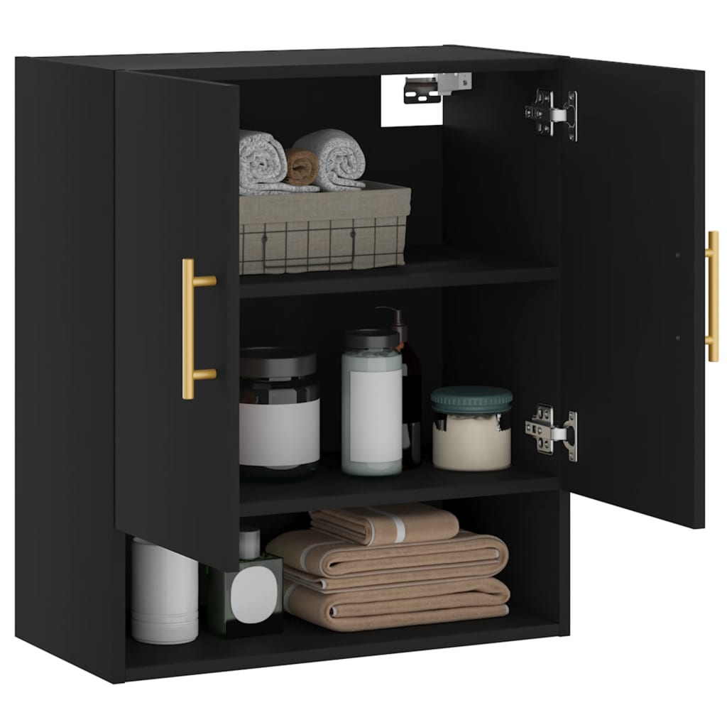 Wall Cabinet Black 60x31x70 cm Wood Material