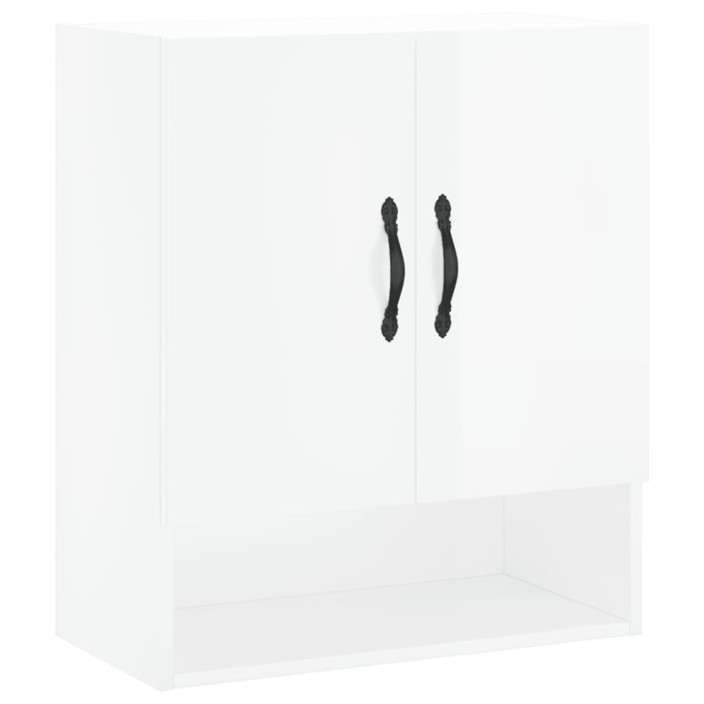 Wall Cabinet High Gloss White 60x31x70 cm Wood Material