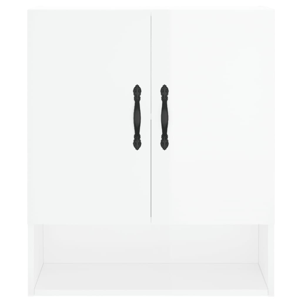 Wall Cabinet High Gloss White 60x31x70 cm Wood Material