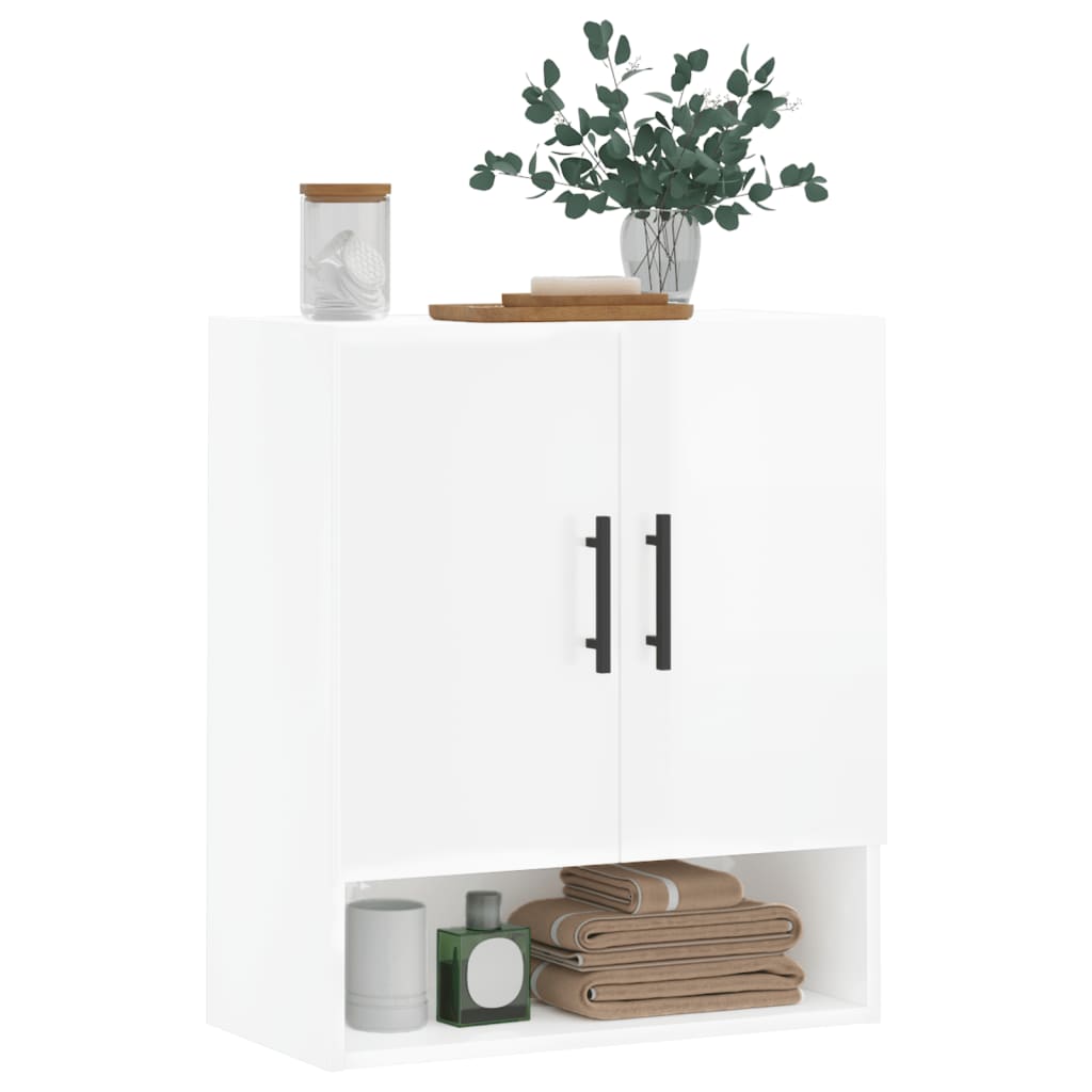 Wall Cabinet High Gloss White 60x31x70 cm Wood Material