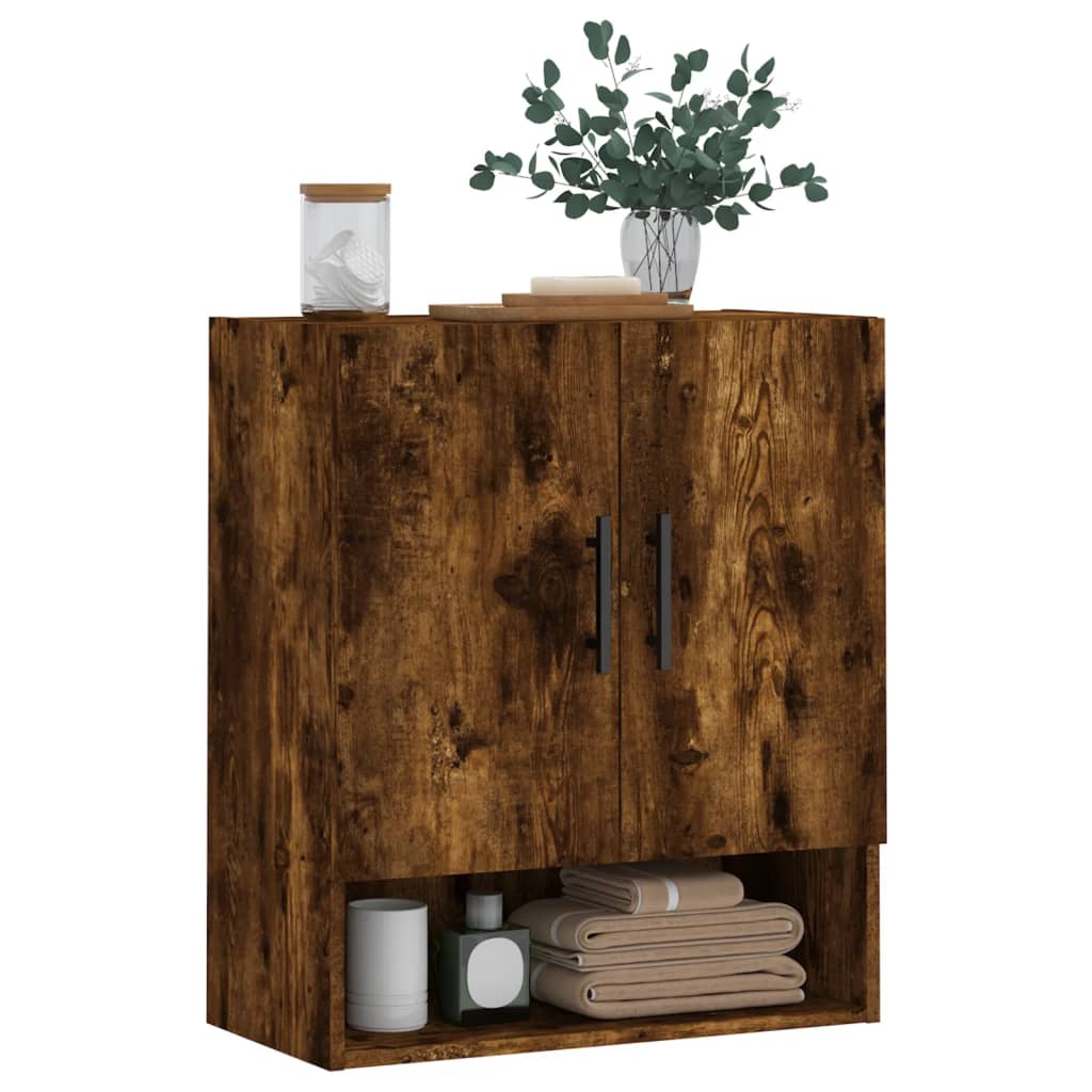 Wall Cabinet Smoked Oak 60x31x70 cm Wood Material