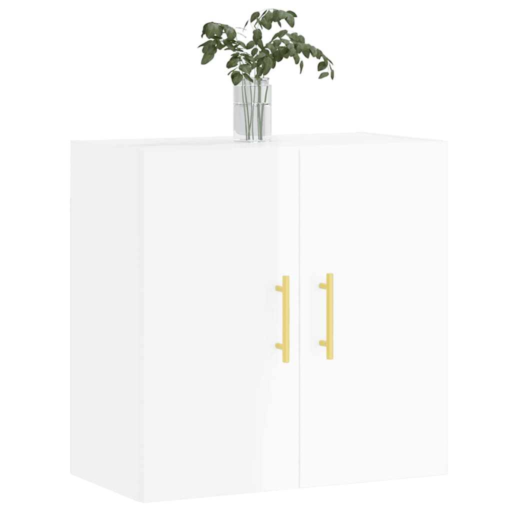 Wall Cabinet High Gloss White 60x31x60 cm Wood Material