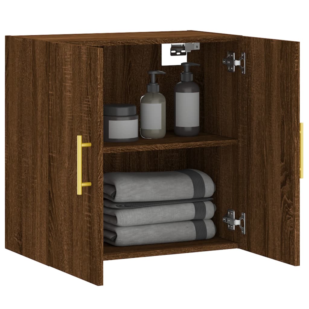 Wall Cabinet Brown Oak Look 60x31x60 cm Wood Material