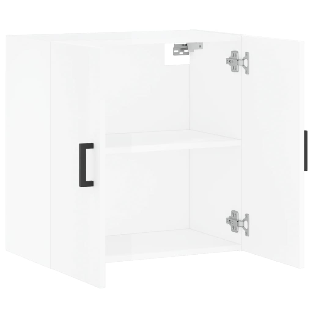 Wall Cabinet High Gloss White 60x31x60 cm Wood Material