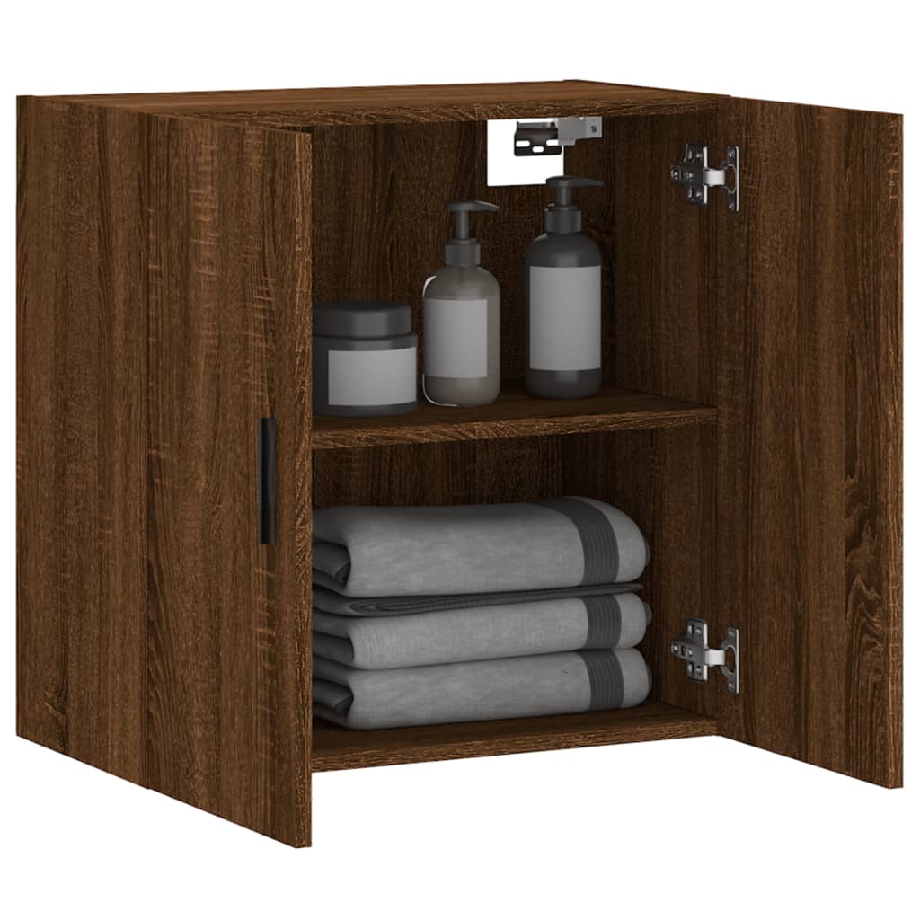 Wall Cabinet Brown Oak Look 60x31x60 cm Wood Material