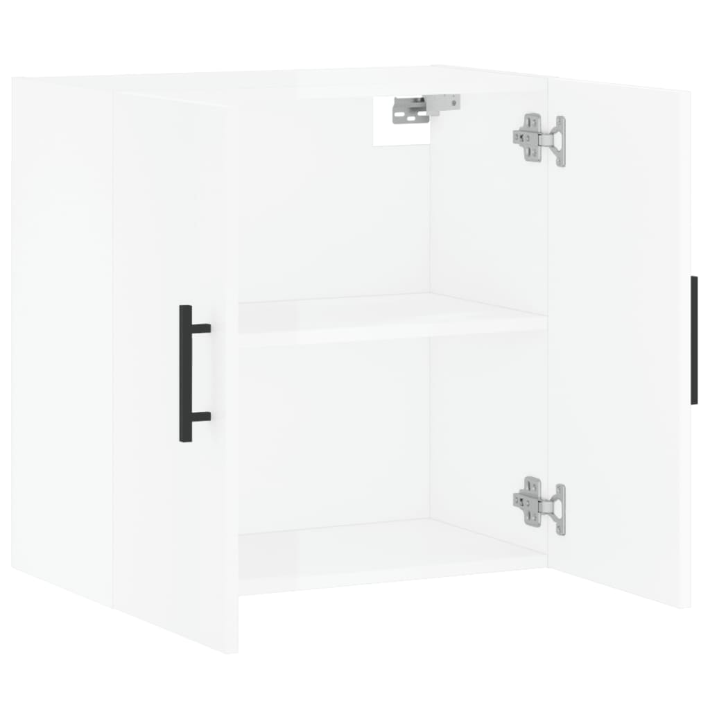 Wall Cabinet High Gloss White 60x31x60 cm Wood Material