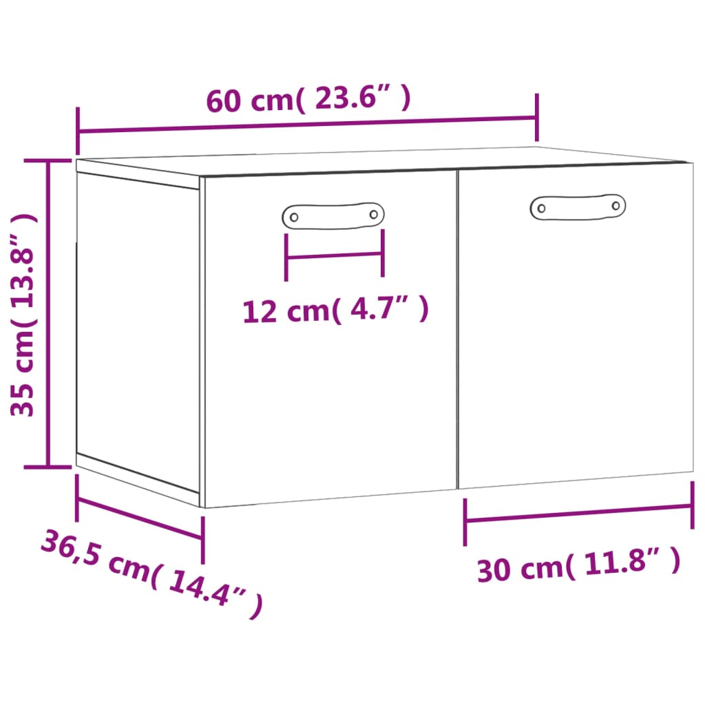 Wall Cabinet Gray Sonoma 60x36.5x35 cm Wood Material