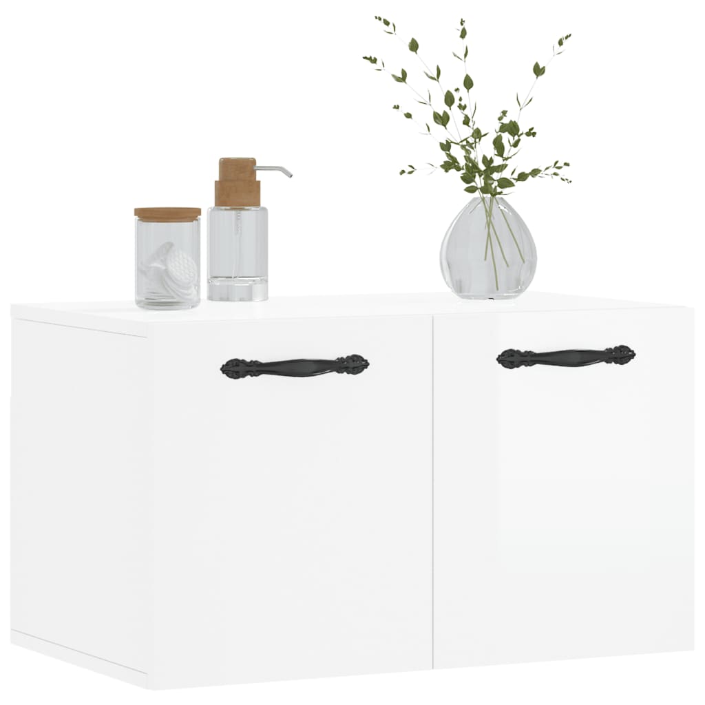 Wall Cabinet High Gloss White 60x36.5x35 cm Wood Material