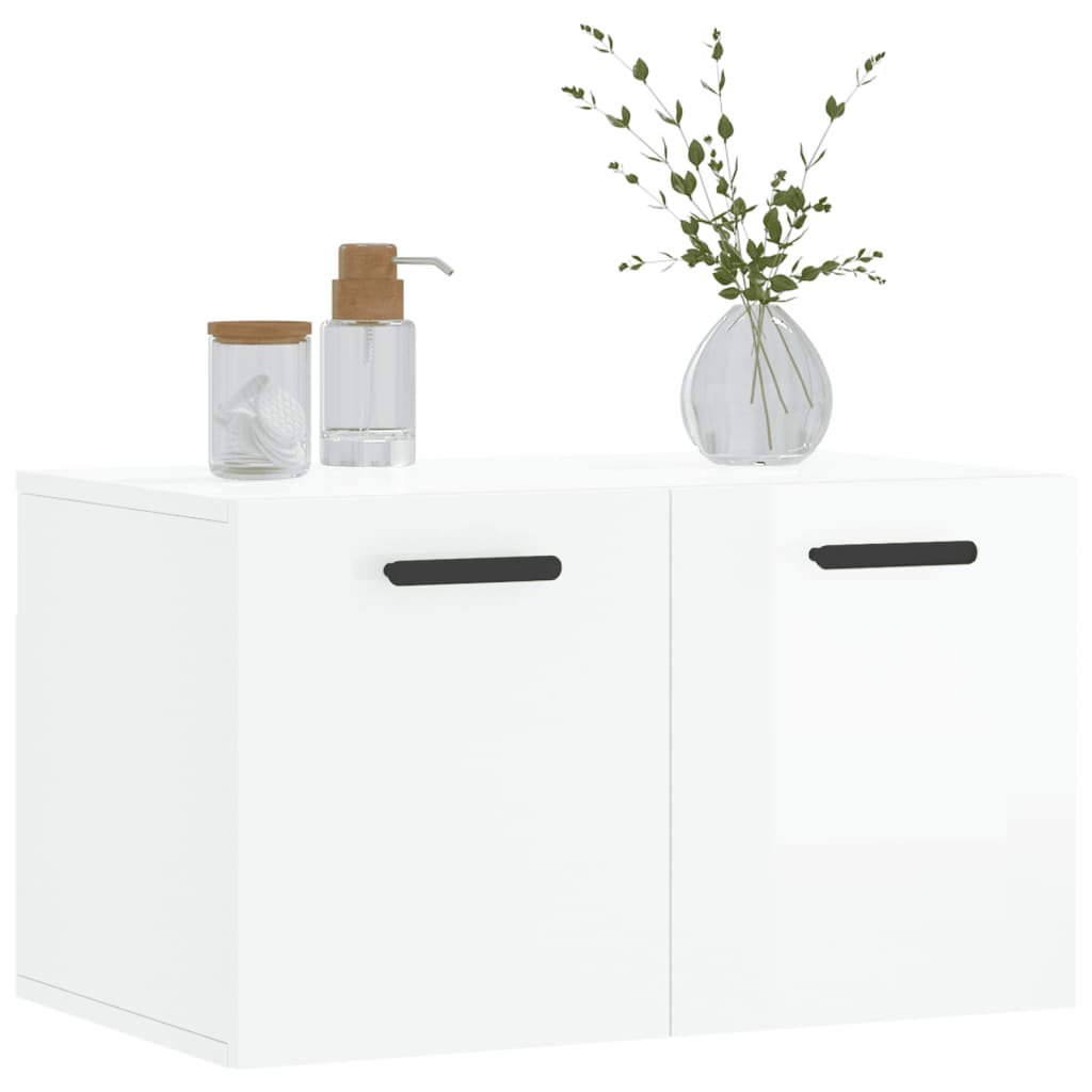 Wall Cabinet High Gloss White 60x36.5x35 cm Wood Material