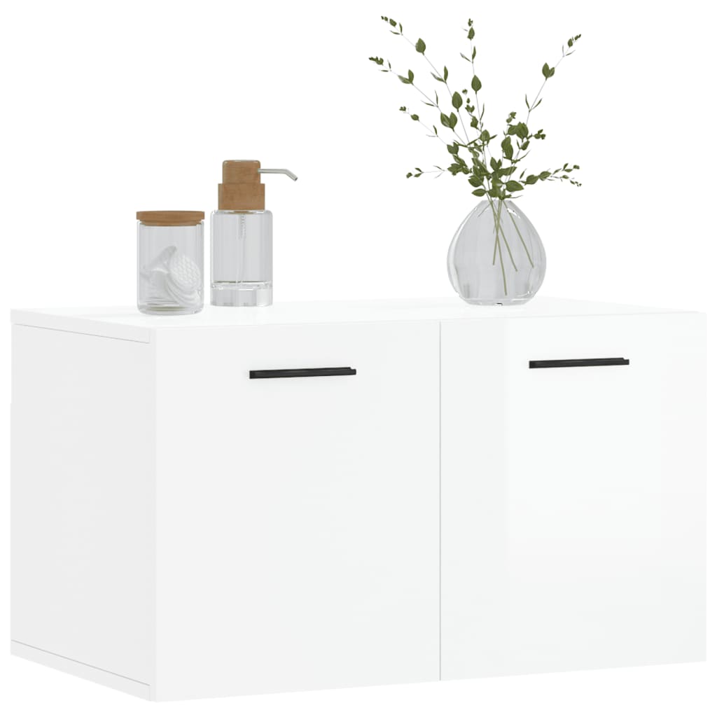 Wall Cabinet High Gloss White 60x36.5x35 cm Wood Material