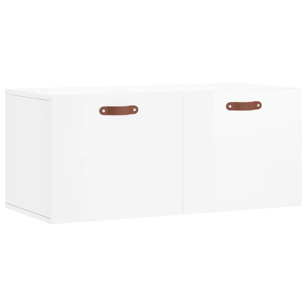 Wall Cabinet High Gloss White 80x36.5x35 cm Wood Material