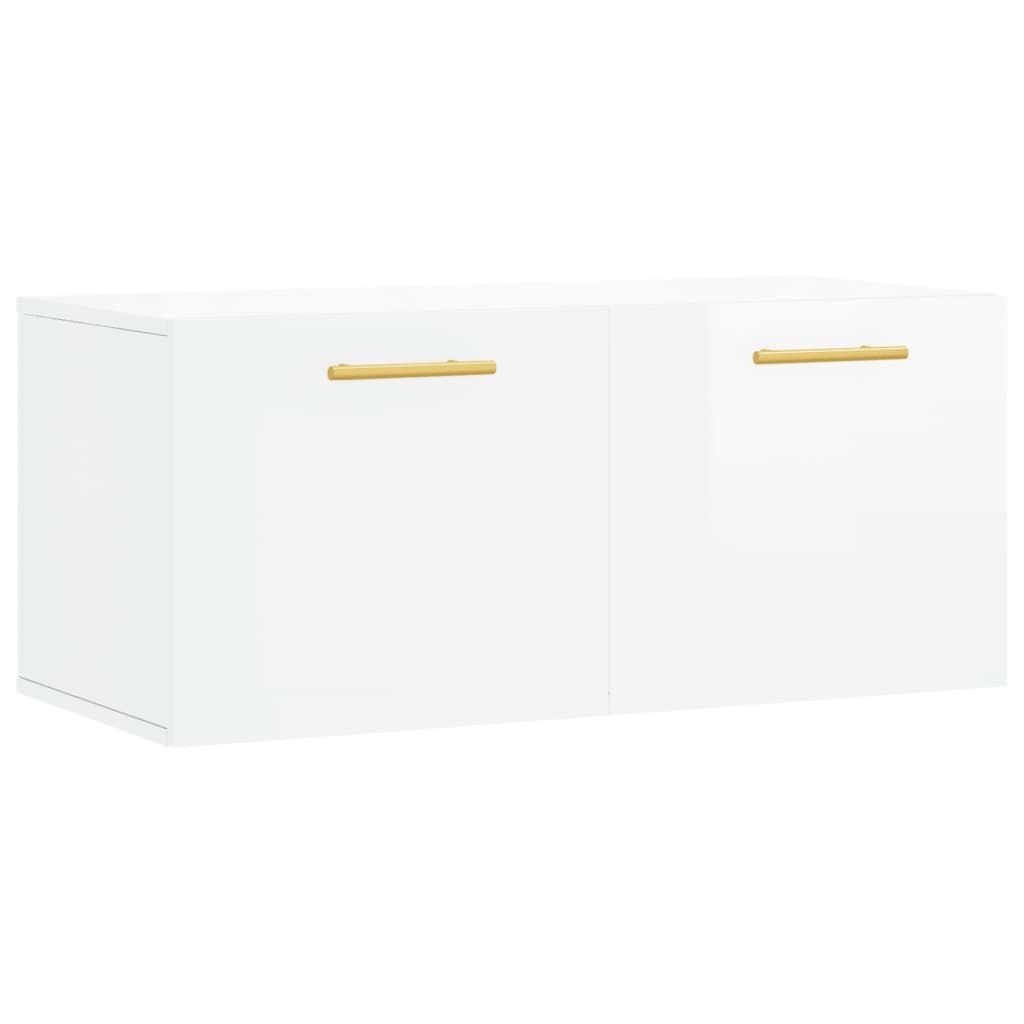 Wall Cabinet High Gloss White 80x36.5x35 cm Wood Material