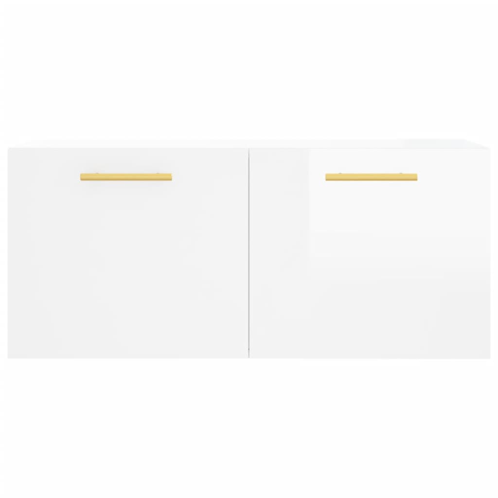 Wall Cabinet High Gloss White 80x36.5x35 cm Wood Material