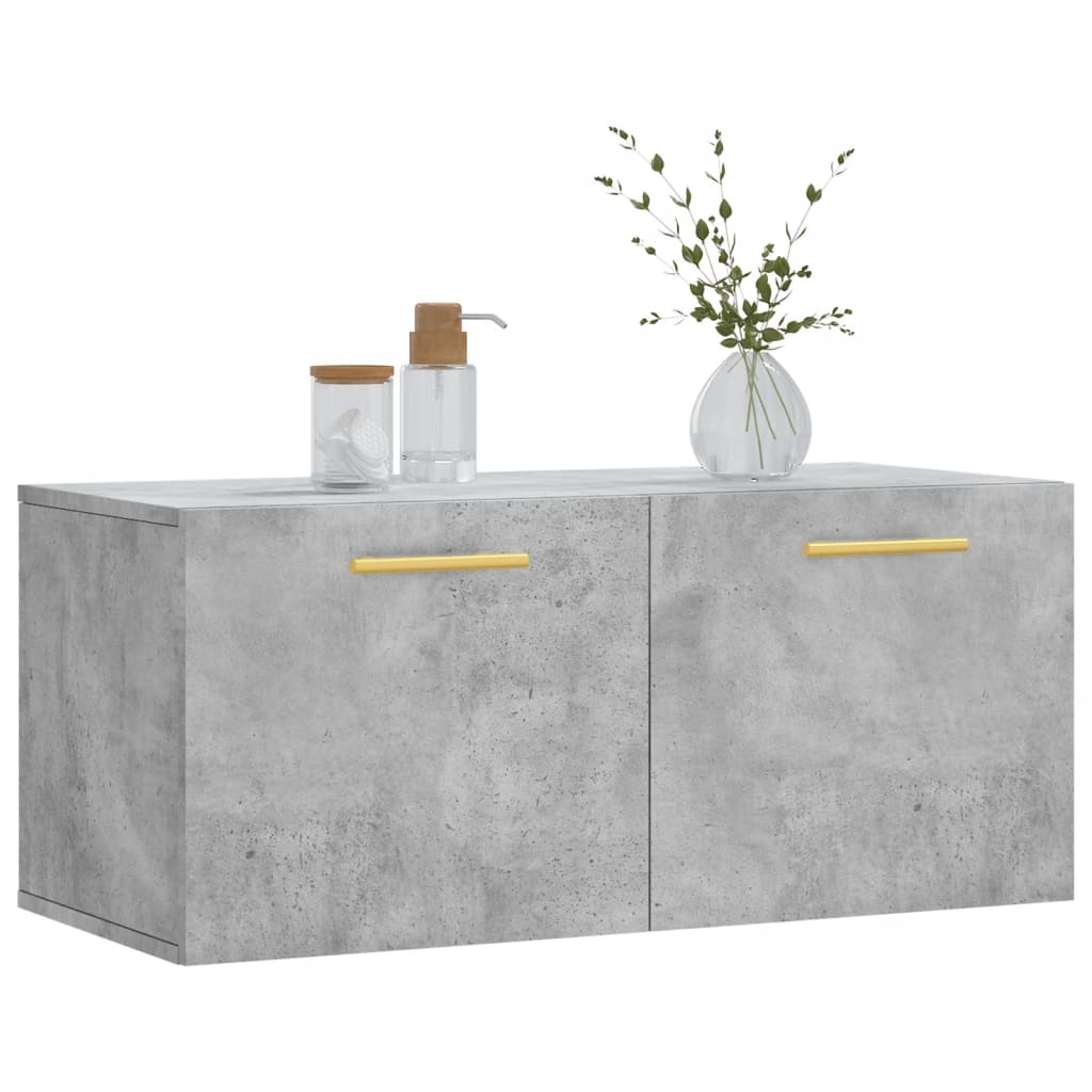 Wall Cabinet Concrete Grey 80x36.5x35 cm Wood Material