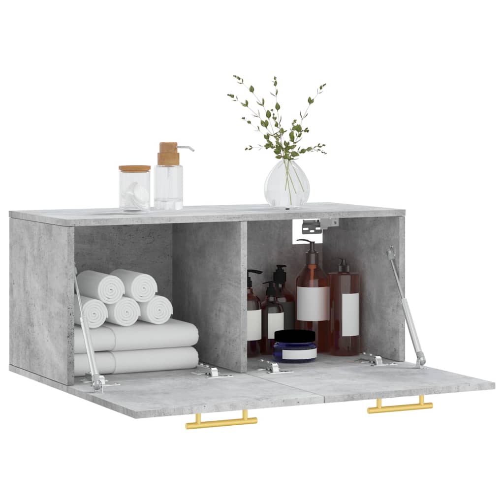 Wall Cabinet Concrete Grey 80x36.5x35 cm Wood Material